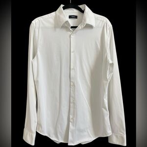 Theory Men’s White Stretch Button-Up Dress Shirt Size M Long Sleeve